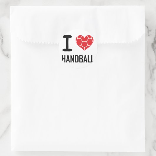 I Liebe Handball Runder Aufkleber (Tasche)