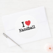 I Liebe Handballherz personalisiert Runder Aufkleber (Umschlag)
