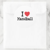 I Liebe Handballherz personalisiert Runder Aufkleber (Tasche)