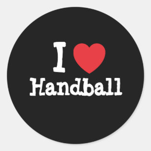 I Liebe Handballherz personalisiert Runder Aufkleber