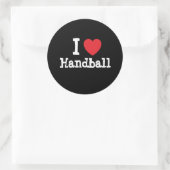 I Liebe Handballherz personalisiert Runder Aufkleber (Tasche)
