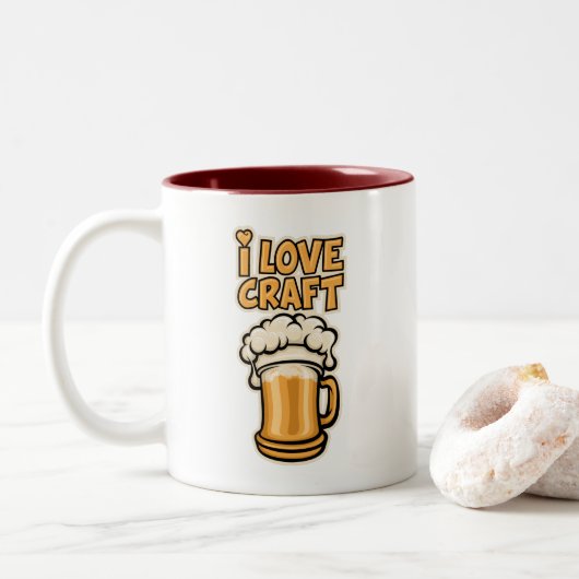 I Liebe Handboote Zweifarbige Tasse (Mit Donut)