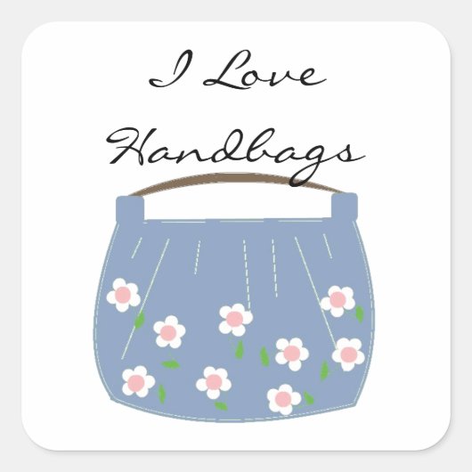 I Liebe Handtaschen Quadratischer Aufkleber (Vorderseite)