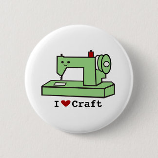I Liebe-Handwerk Kawaii Nähmaschine Button