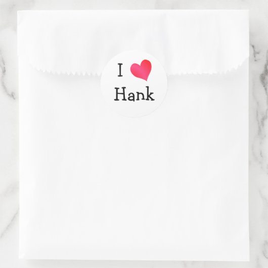 I Liebe Hank Runder Aufkleber (Tasche)
