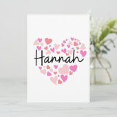 I Liebe Hannah Dankeskarte (Stehend Vorderseite)