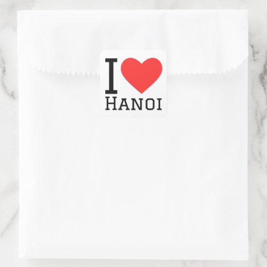 I Liebe Hanoi Quadratischer Aufkleber (Tasche)