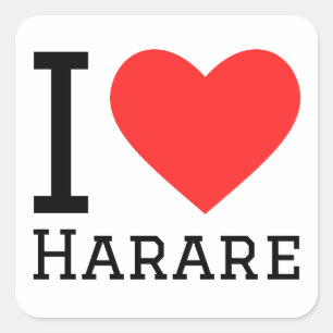 I Liebe Harare Quadratischer Aufkleber