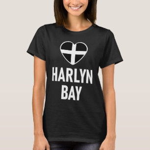 I Liebe Harlyn Bay Cornwall Flag Herz Saint Piran T-Shirt