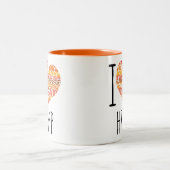 I Liebe Harp Orange Mandala Herz Zweifarbige Tasse (Mittel)