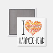 I Liebe Harpsichord Orange Mandala Heart Magnet (Vorderseite/Rückseite)