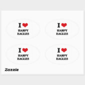 I Liebe Harpy Eagles Ovaler Aufkleber (Blatt)