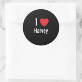 I Liebe Harvey Runder Aufkleber (Tasche)