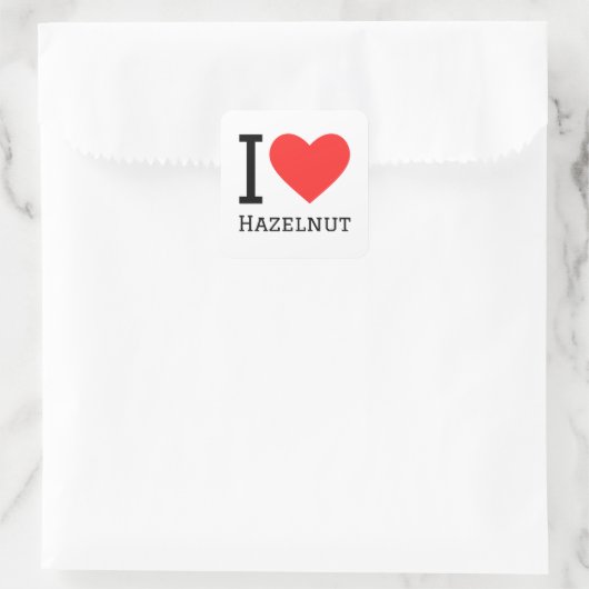 I Liebe Haselnuss Quadratischer Aufkleber (Tasche)