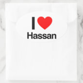 i Liebe hassan Ovaler Aufkleber (Tasche)