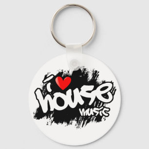I Liebe-Haus-Musik Schlüsselanhänger
