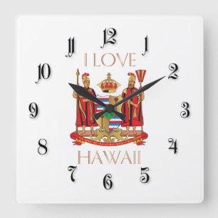 I Liebe Hawaii Quadratische Wanduhr