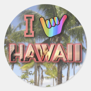 I Liebe Hawaii Runder Aufkleber