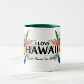 I Liebe Hawaii Tropical Theme Foto Collage Kaffee Zweifarbige Tasse (Mittel)