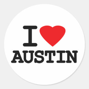 I Liebe Heart Austin Texas Runder Aufkleber