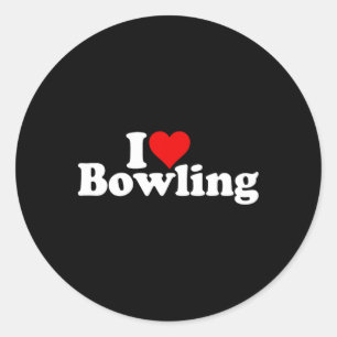 I Liebe Heart Bowling Runder Aufkleber