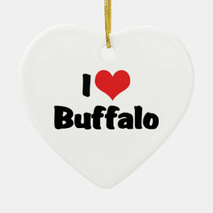 I Liebe Heart Buffalo Keramik Ornament