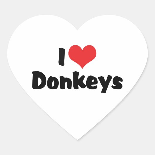 I Liebe Heart Donkeys Herz-Aufkleber (Vorderseite)