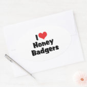 I Liebe Heart Honey Badgers Ovaler Aufkleber (Umschlag)