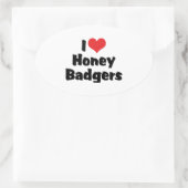 I Liebe Heart Honey Badgers Ovaler Aufkleber (Tasche)