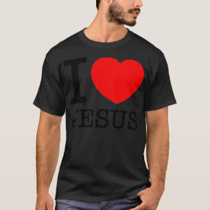 I Liebe Heart Jesus - Schwarzer Herztext Design T-Shirt