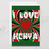 I Liebe Heart Kenya: Dynamische Flaggenkunst Briefpapier (Vorne/Hinten)