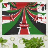 I Liebe Heart Kenya: Dynamische Flaggenkunst Geschirrtuch (Gefaltet)