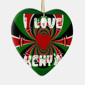 I Liebe Heart Kenya: Dynamische Flaggenkunst Keramik Ornament (Rechts)