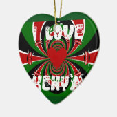 I Liebe Heart Kenya: Dynamische Flaggenkunst Keramik Ornament (Links)