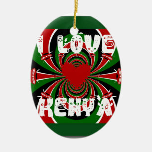 I Liebe Heart Kenya: Dynamische Flaggenkunst Keramikornament