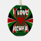 I Liebe Heart Kenya: Dynamische Flaggenkunst Keramikornament (Rechts)