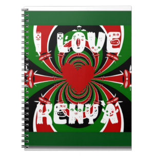I Liebe Heart Kenya: Dynamische Flaggenkunst Notizblock