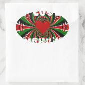 I Liebe Heart Kenya: Dynamische Flaggenkunst Ovaler Aufkleber (Tasche)