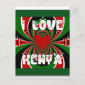 I Liebe Heart Kenya: Dynamische Flaggenkunst Postkarte (Vorderseite)