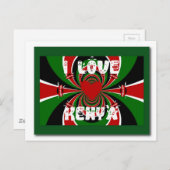 I Liebe Heart Kenya: Dynamische Flaggenkunst Postkarte (Vorne/Hinten)
