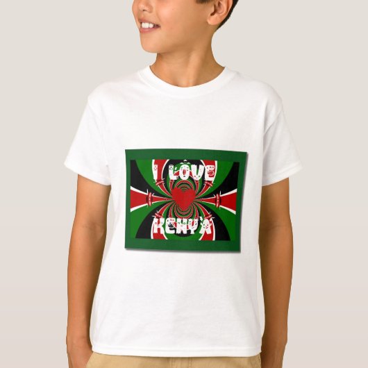 I Liebe Heart Kenya: Dynamische Flaggenkunst T-Shirt (Vorderseite)