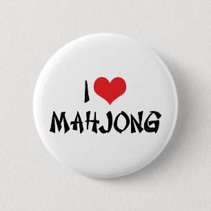I Liebe Heart Mahjong - Mah Jong Lover Button