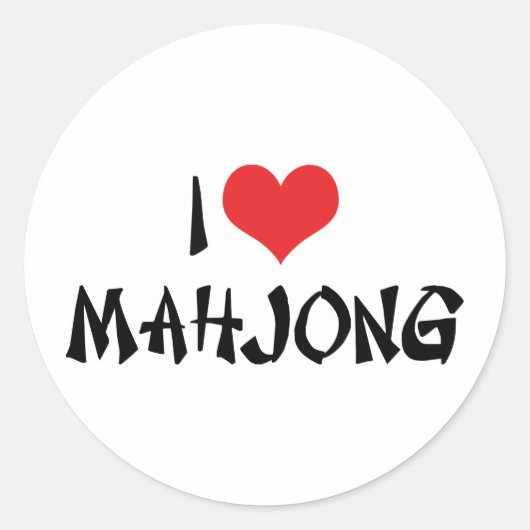 I Liebe Heart Mahjong - Mah Jong Lover Runder Aufkleber (Vorderseite)