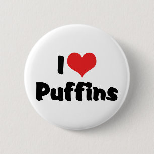 I Liebe Heart Puffins Button