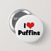 I Liebe Heart Puffins Button (Vorne & Hinten)