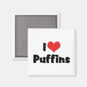 I Liebe Heart Puffins Magnet (Vorderseite/Rückseite)