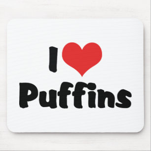 I Liebe Heart Puffins Mousepad