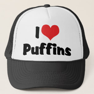 I Liebe Heart Puffins Truckerkappe