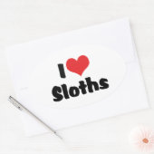 I Liebe Heart Sloths Ovaler Aufkleber (Umschlag)