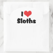 I Liebe Heart Sloths Ovaler Aufkleber (Tasche)